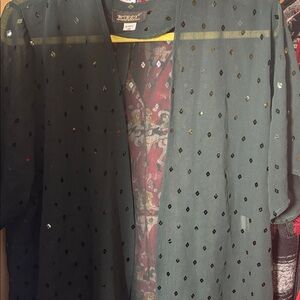 Green semi-sheer cover Sparkle Sequin Formal EU 48